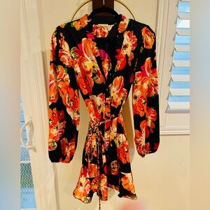 Maurices Orange and Black Leaf Print Dress